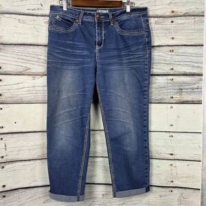 Royalty For Me Embroidered Cuffed Capri Jeans 14